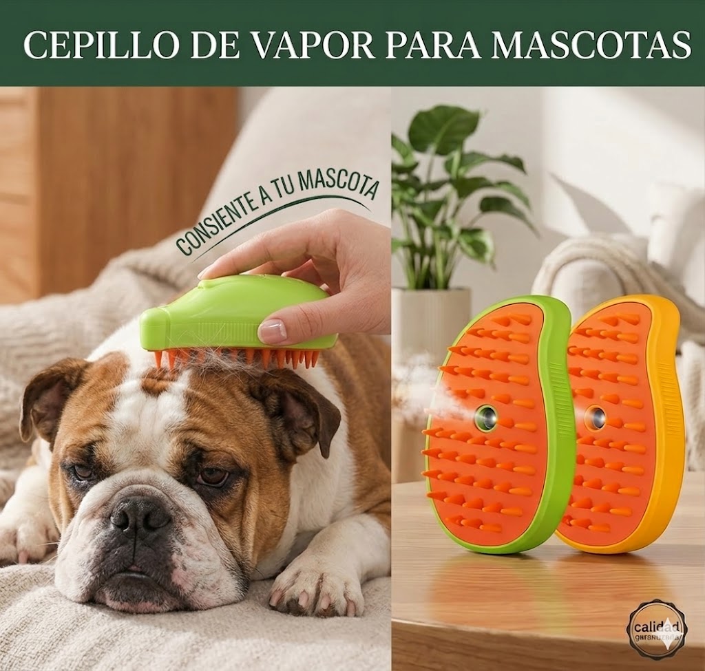 🐾 ¡Despídete del pelo por toda tu casa! El Cepillo Vaporizador 3 en 1 que tu mascota amará